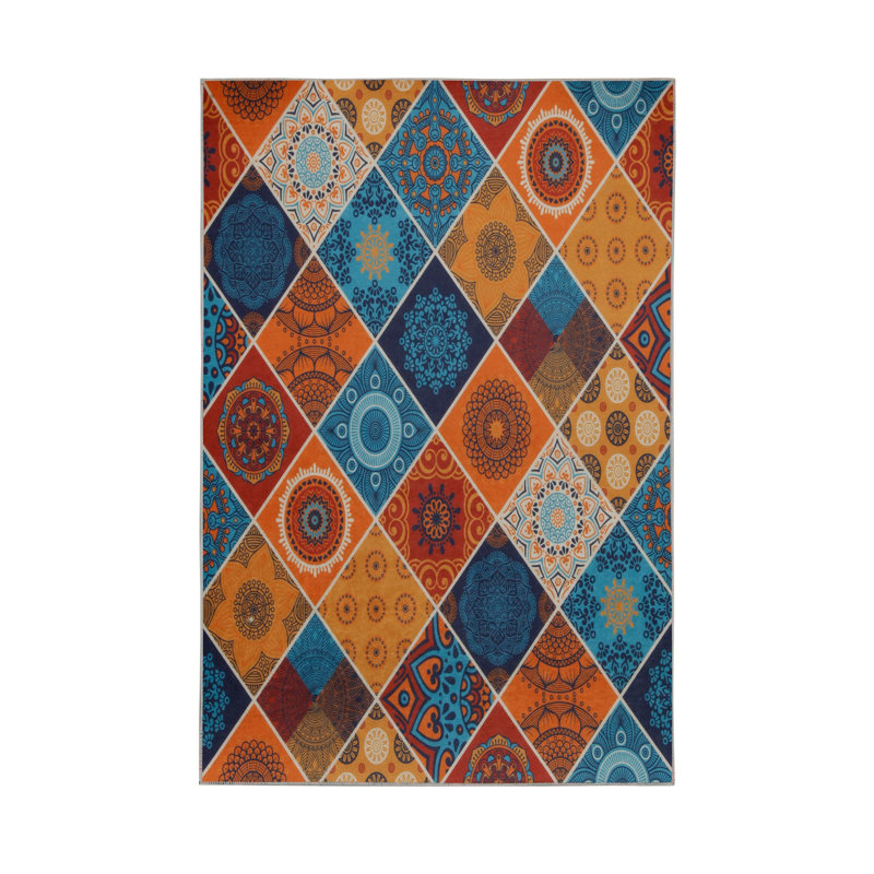 Soft Hall Carpet 2.6 x 4.9 Feet | 100% Polyester, 0.04 in Pile Height | Antibacterial, Non-Slip Underside | Woven with 3D Digital Printing | Machine Washable | Durable & Stylish for Entryways & Living Rooms