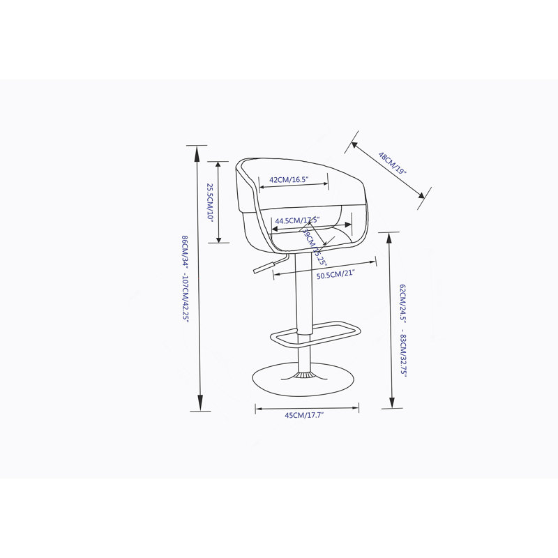 Tabouret de bar pivotant réglable