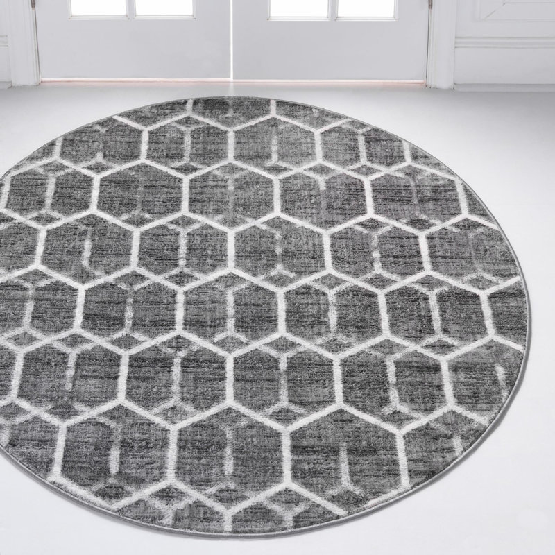 Eshin Abstract Indoor Rug, Round 7'