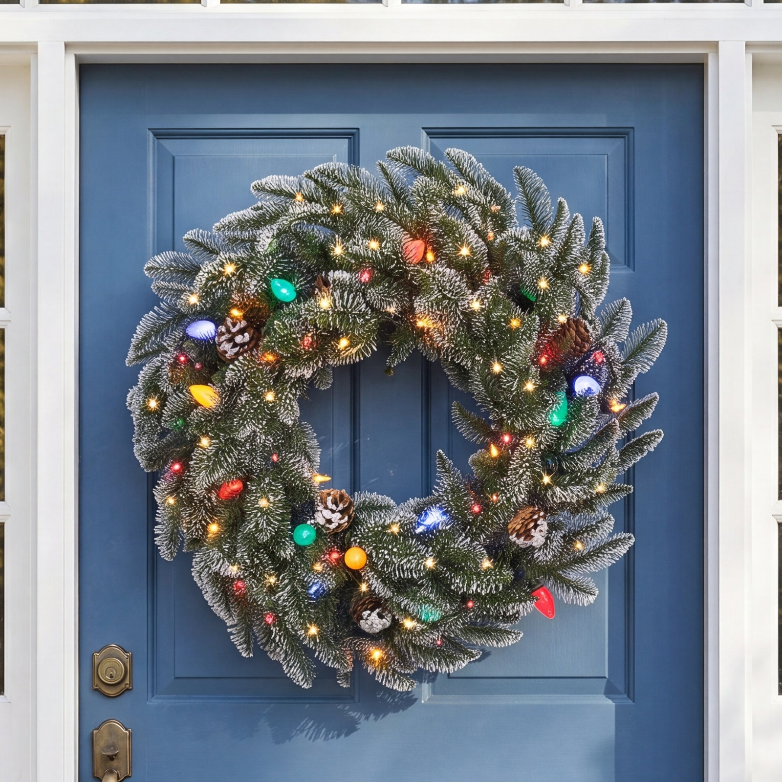 24" Frosted Pre-Lit Wreath