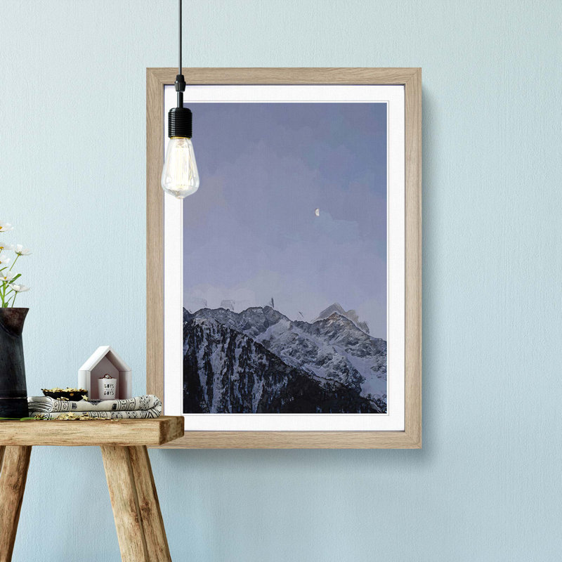 Half a Moon in Abstract - Picture Frame Graphic Art Print, Oak Framed, 87cm H x 62cm W x 2cm D