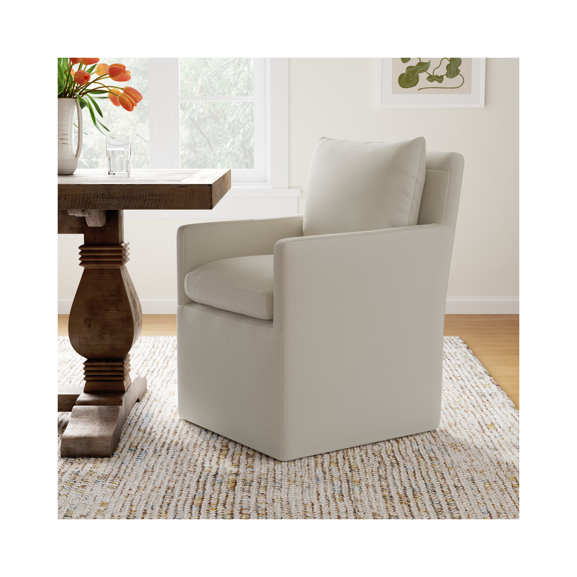 Alayaa Upholstered Arm Chair, Bella Beach Performance Velvet