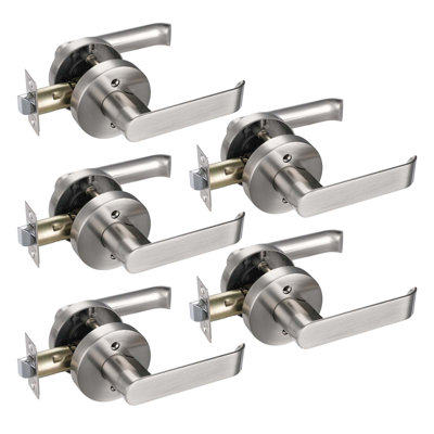Poignée de porte Passage [Ensemble de leviers non verrouillables] pour portes de couloir ou placards au fini nickel satiné