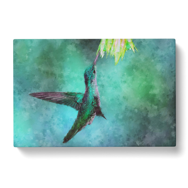 Green Hummingbird Painting - Wrapped Canvas, 60cm H x 91cm W x 3cm D