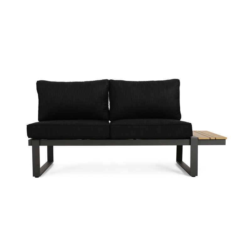 Left Arm Seater - Aluminum, Dark Grey, Water- Interior, Functional Faux Wood In Grey Aluminum Frame, Inner Shell,