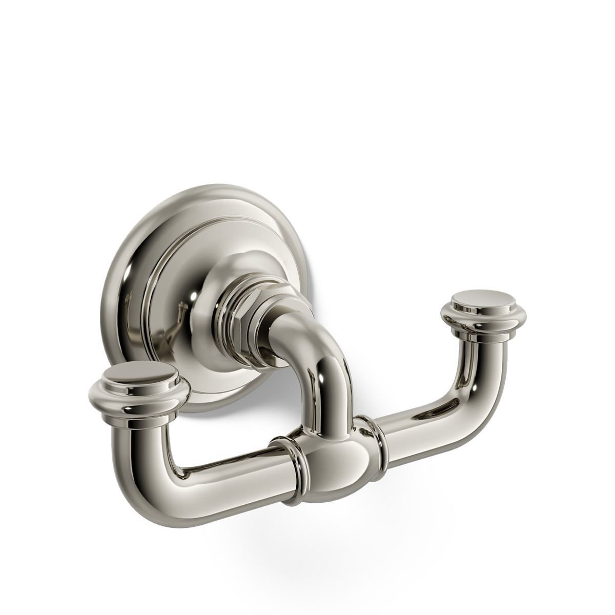 Artifacts Double Wall-Mounted Robe Hook, Vibrant Polished Nickel