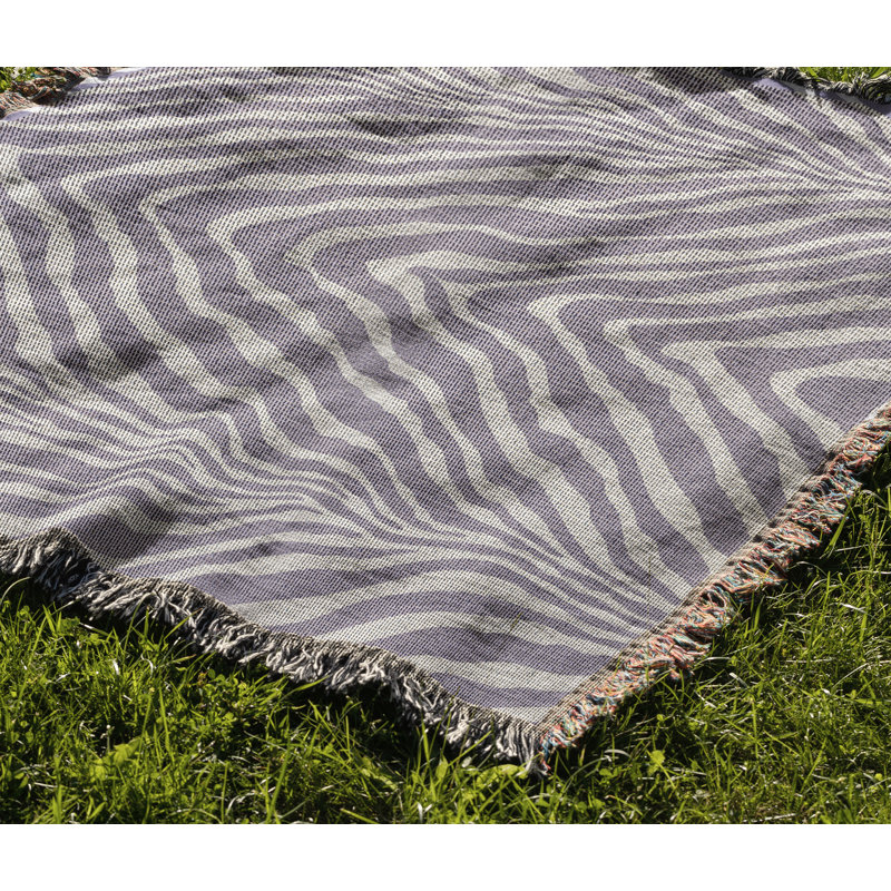 Zoe Animal Print Cotton Blend Blanket Throw, Periwinkle, 60" L x 60" W