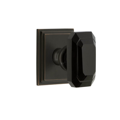 Grandeur Carré Square Rosette Privacy with Baguette Black Crystal Door Knob