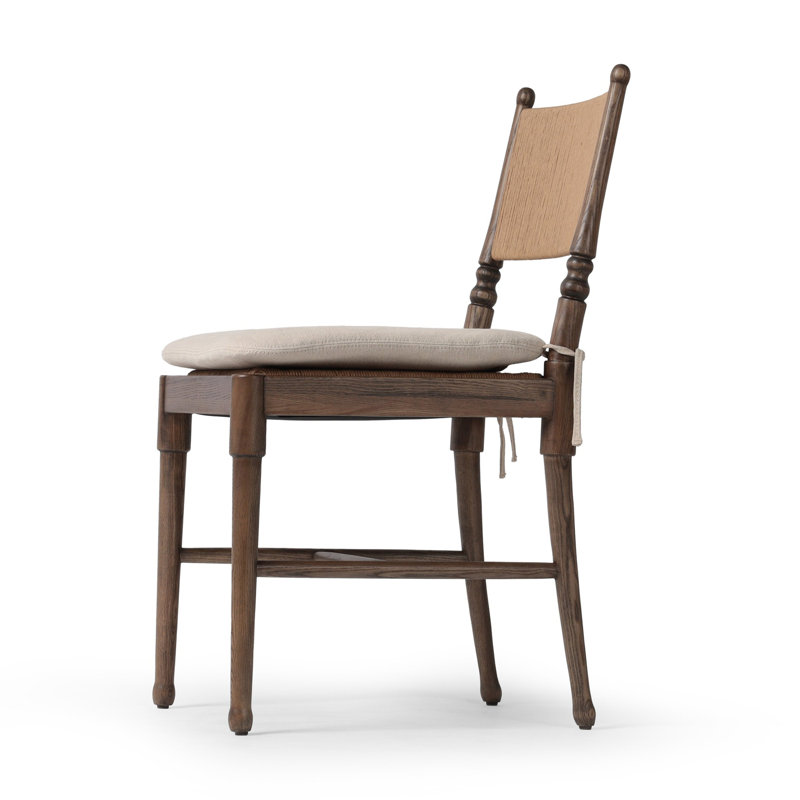 Fayth Dining Chair with Cushion, Dune Linen, Antique Walnut