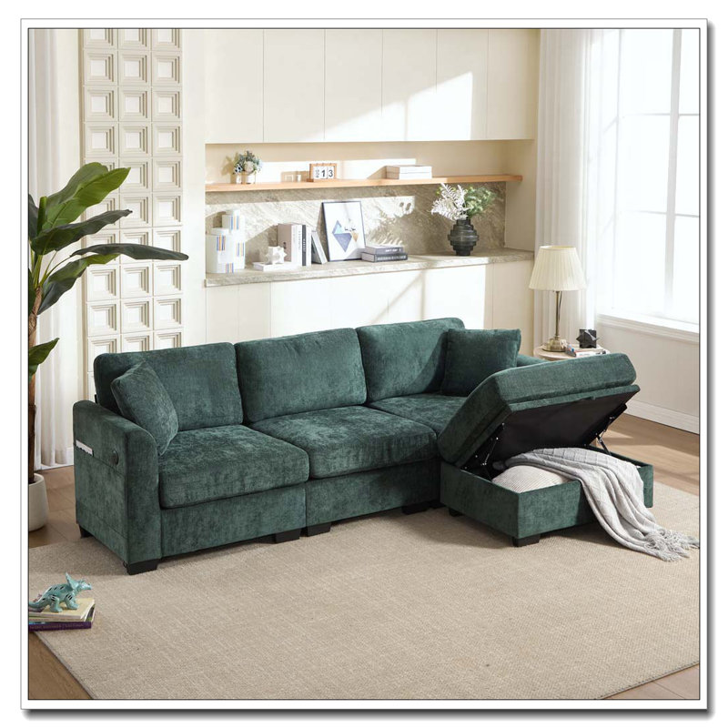 Canapé de rangement moderne avec port USB double, Vert