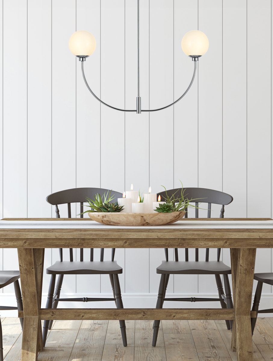 Kyle 2 - Light Metal Chandelier, 21" H x 36" W x 7" D, Chrome