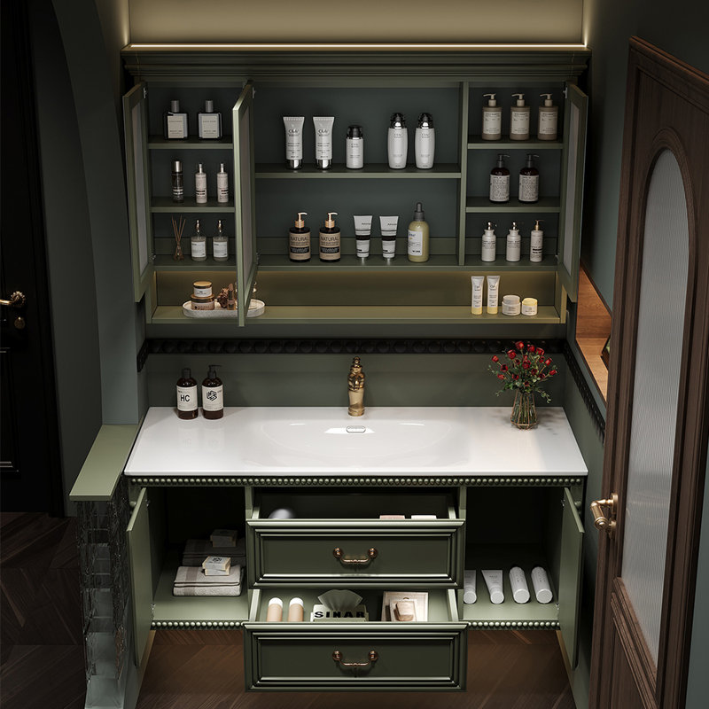 French retro bathroom cabinet, 47"