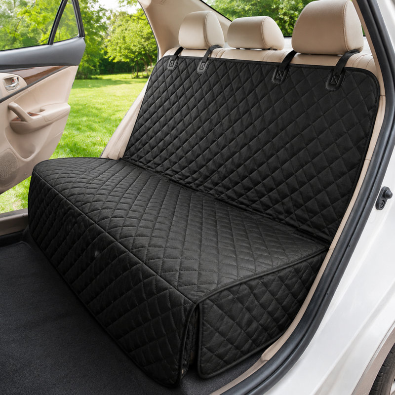 Housse de siège de voiture matelassée imperméable pour siège arrière, Noir