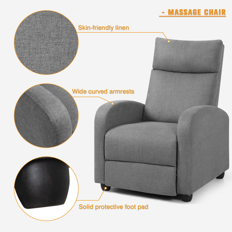 Latitude Run® Modern Living Room Recliner Made of Thick Cushion Fabric with  Massage Function & Reviews