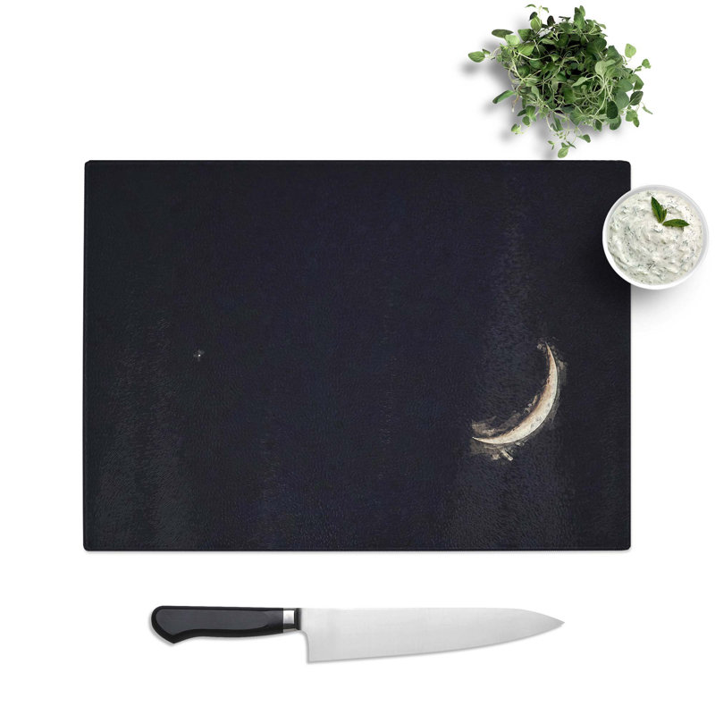 Tempered Glass Crescent Moon and Planet Venus Chopping Board, 28.5 cm W x 20 cm L
