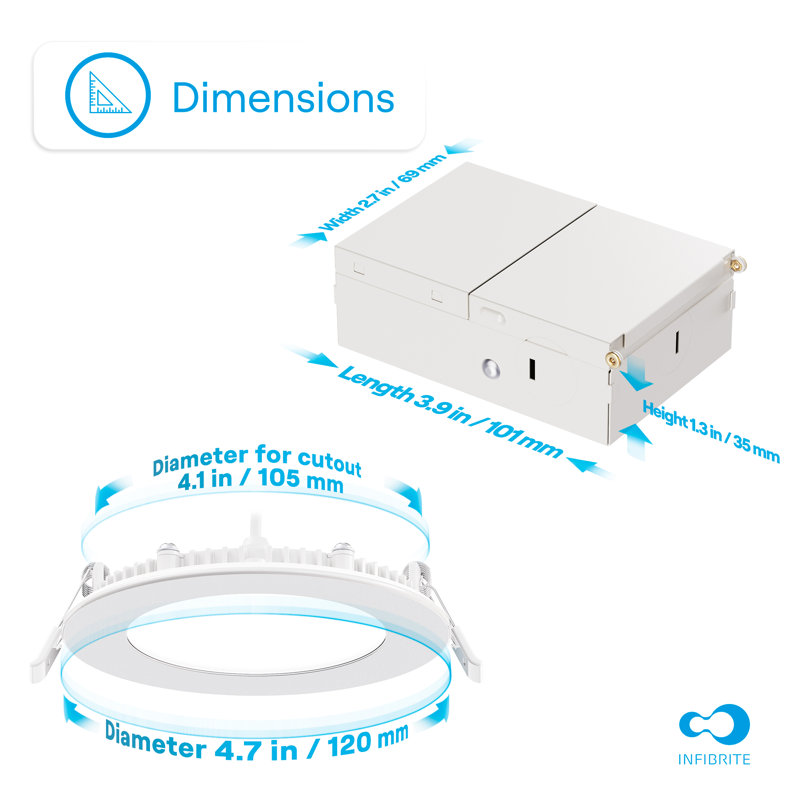 4 po DEL mince encastrée, 9 W, blanc chaud 3000 K, à intensité variable