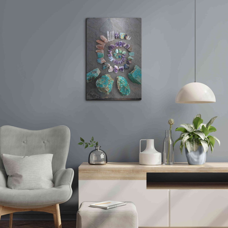Art mural de luxe «Reiki Energy Crystal Spiral» par Elena Ray, H 24 po x l 16 po