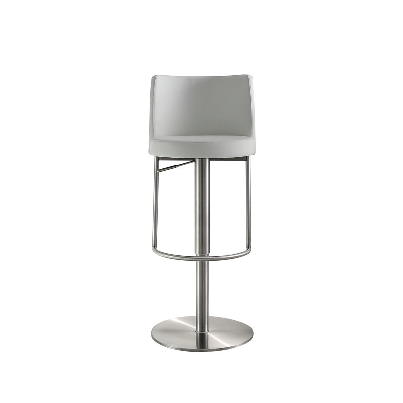 Tabouret de bar pivotant à hauteur réglable Gianna, Argent, Blanc glacé