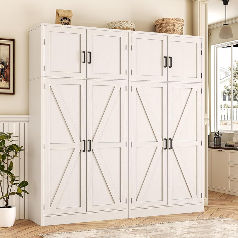 63'' W Storage Cabinet with Door and Adjustable Shelves, White