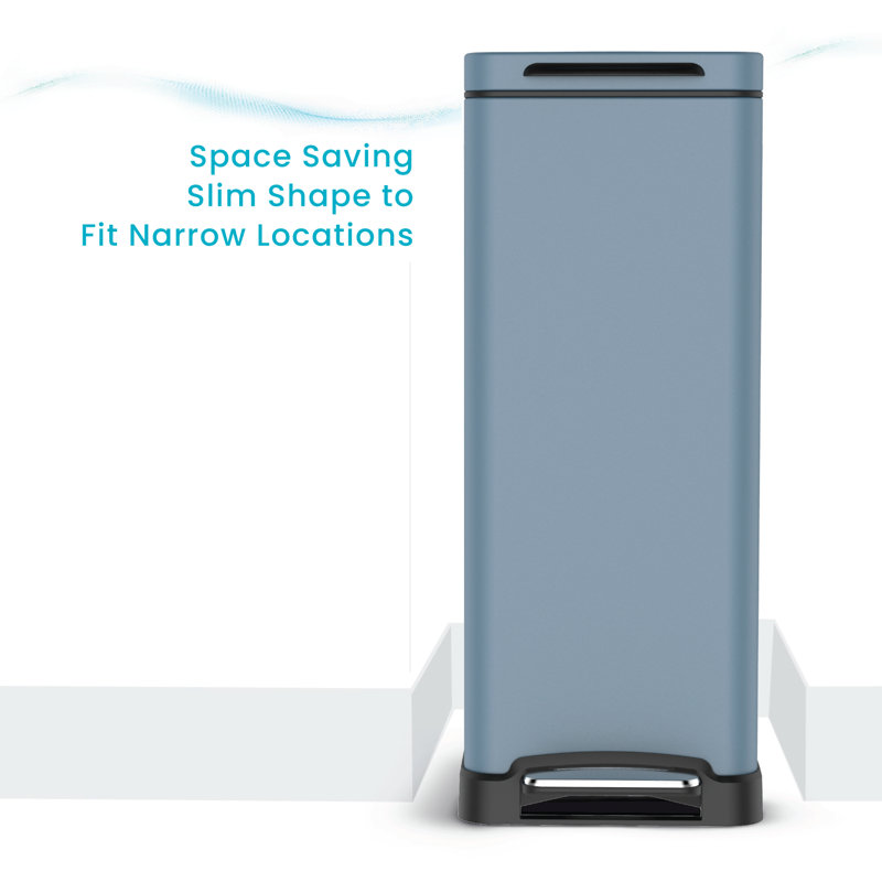 Matte Blue Stainless Steel 12 Gallon Step Trash Can