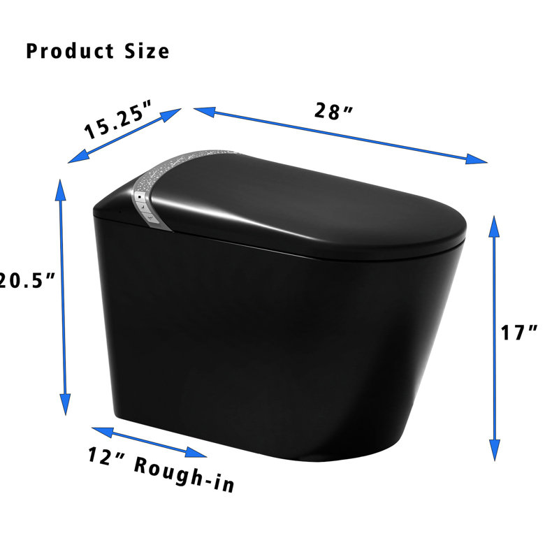 Smart Toilet For Bathroom With Starry Night , Bidet Feature, Auto Lid - Open/Close, Foot Sensor Function, Led Display, Warm Water System, Heated Seat And Dryer Toilet, Included, Open/Close Seat,