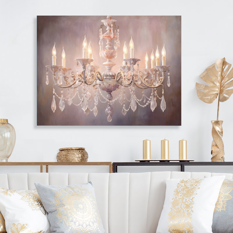 Chandelier Serene Luster II - Chandelier Print on Metal, 24" H x 32" W x 1" D