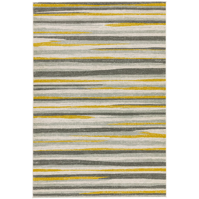 Chinnock Flatweave Yellow/Grey Area Rug, Rectangle 120 x 170cm