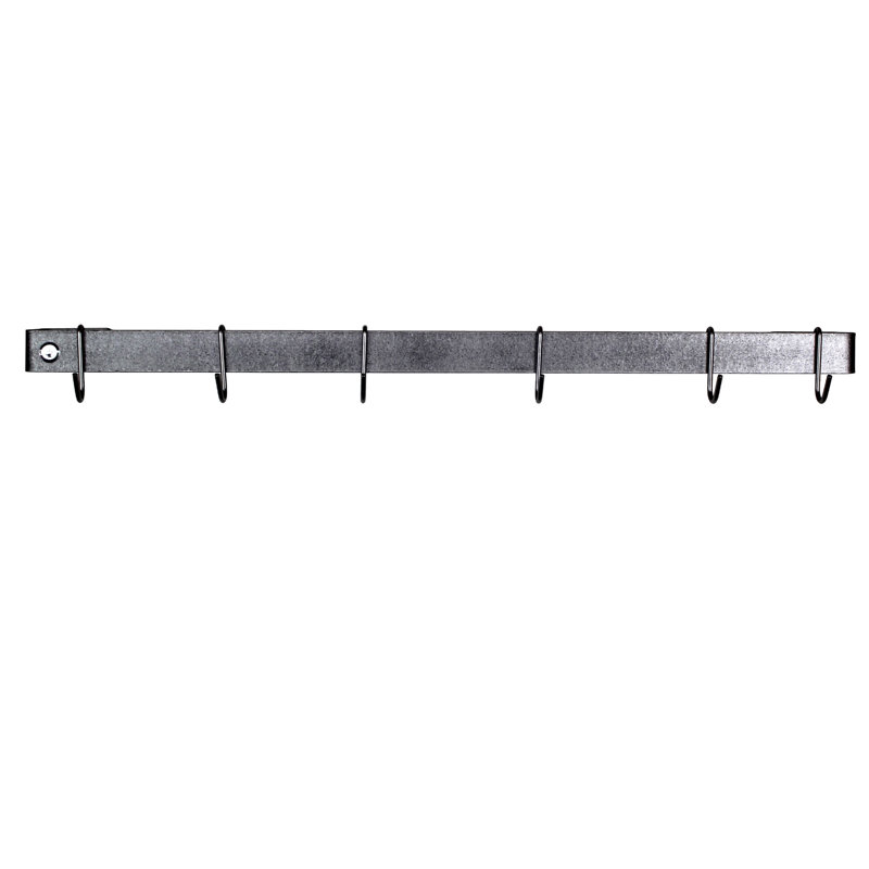 Handcrafted Straight Wall Mounted Pot Rack, Hammered Steel