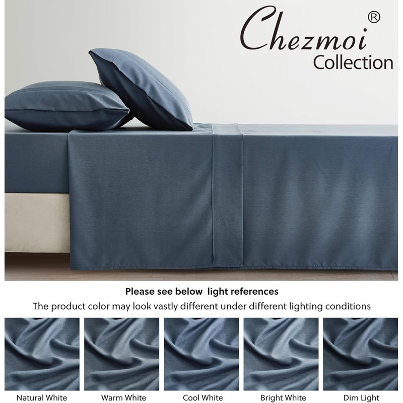 Steel Blue Rayon Bamboo Blend Queen Sheet Set