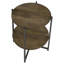 Table d'appoint naturelle et bronze industriel avec tablette inférieure