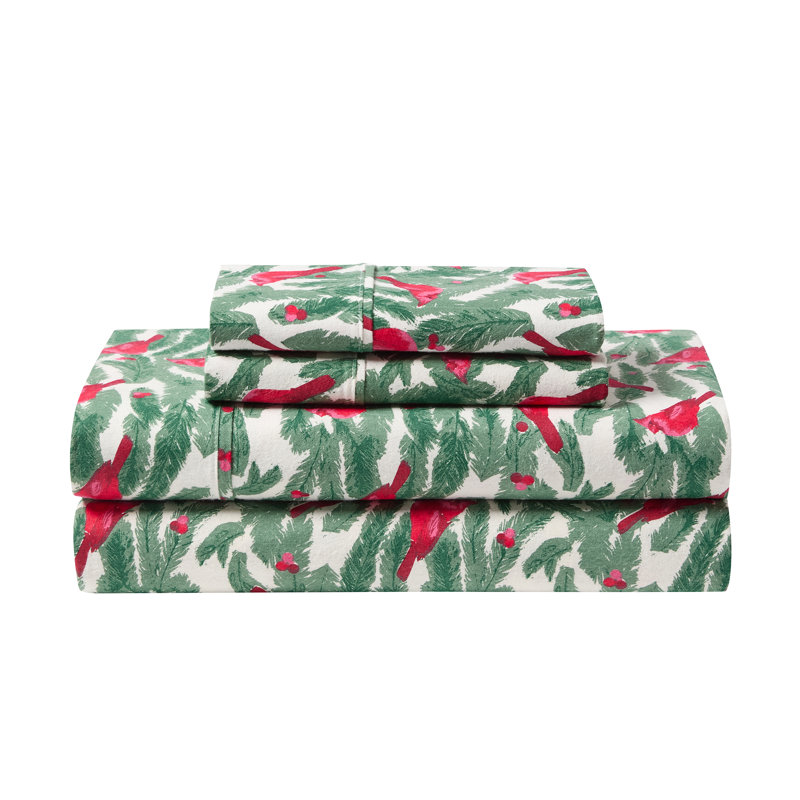 Hallmark Birdie Multi Brushed Cotton Flannel Bed Sheet Set, Twin