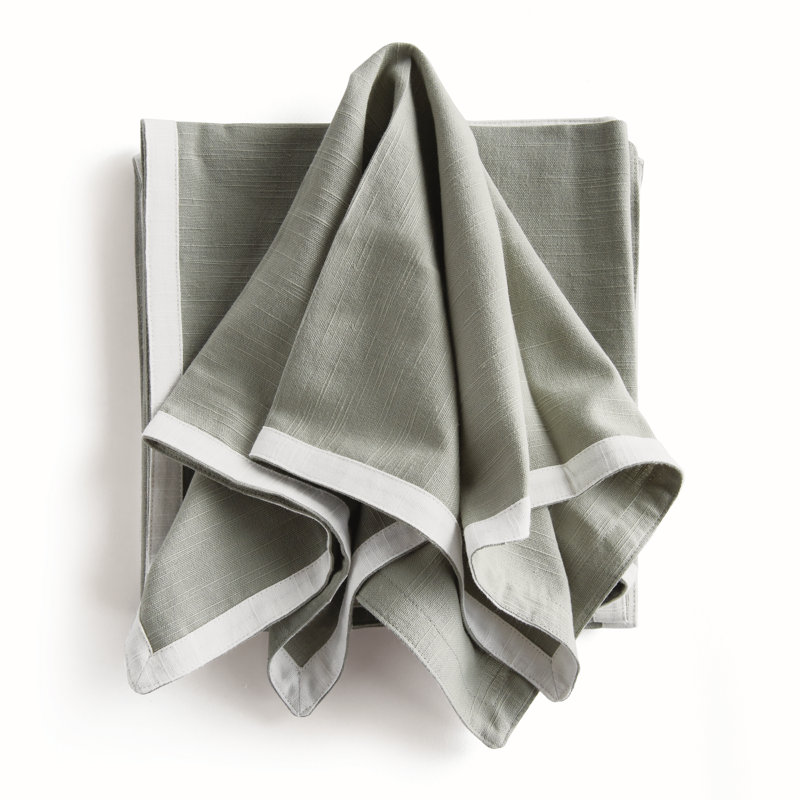 Saffron Dinner Napkins, Green/White