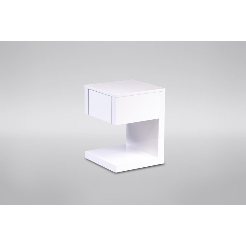 Montufar Side Table with Storage, White