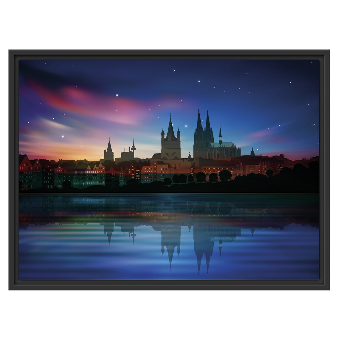 Nordlicht Skyline in Köln Gerahmter Fotokunstdruck