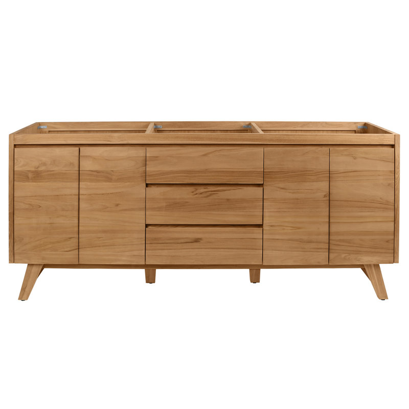 Saeko 72'' Double Bathroom Vanity Base Only, Natural Teak