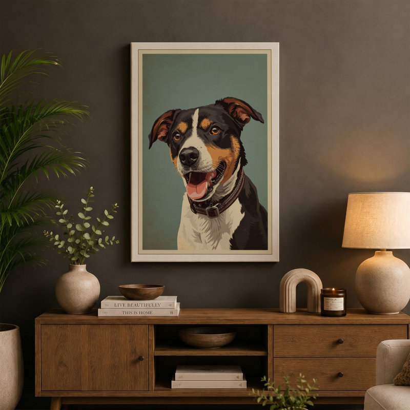 Alert Companion Modern - Wrapped Canvas, 30x20 - 76.2 x 50.8 cm, Teal Border