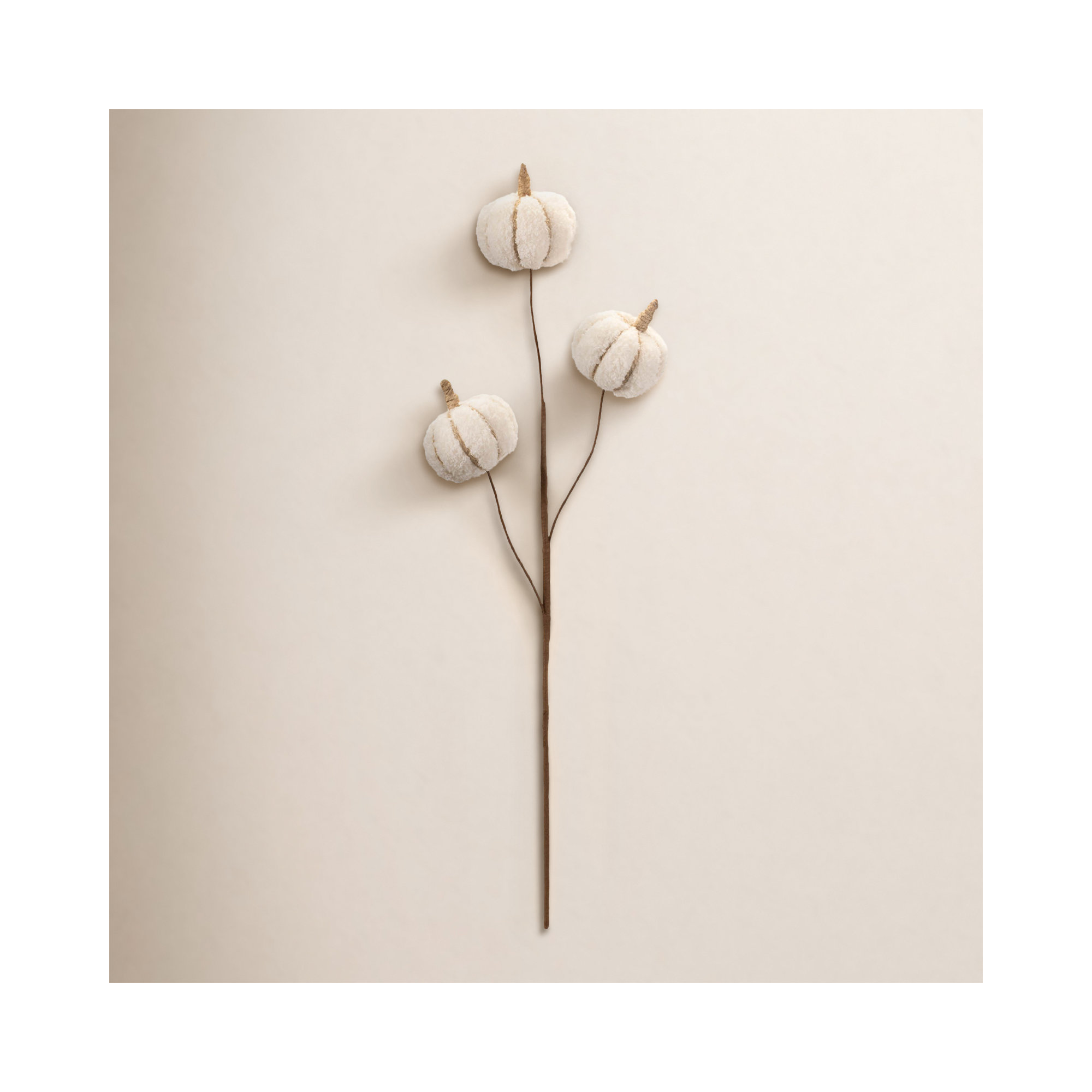 Plush Fall Pumpkin Spray (Set of 6), 26.25" H x 6" W x 3.5" D, Beige/Brown