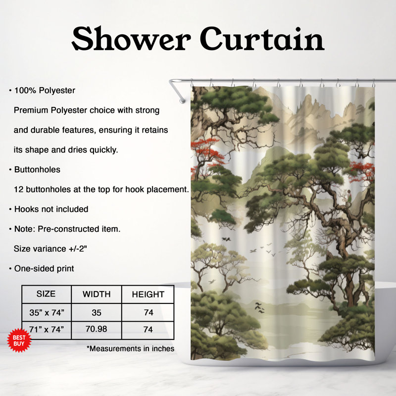 Rideau de douche Ancienne Flora, H 74 po x l 71 po