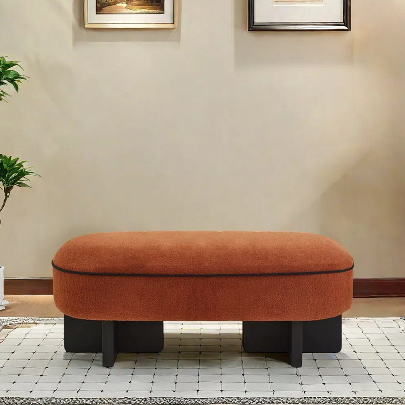 Banc en bois massif de velours, H 17,32 po x l 59,06 po x P 18,5 po