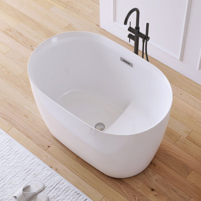 Tidal 43'' Acrylic Freestanding Tub With Seat Freestanding Soaking Bathtub