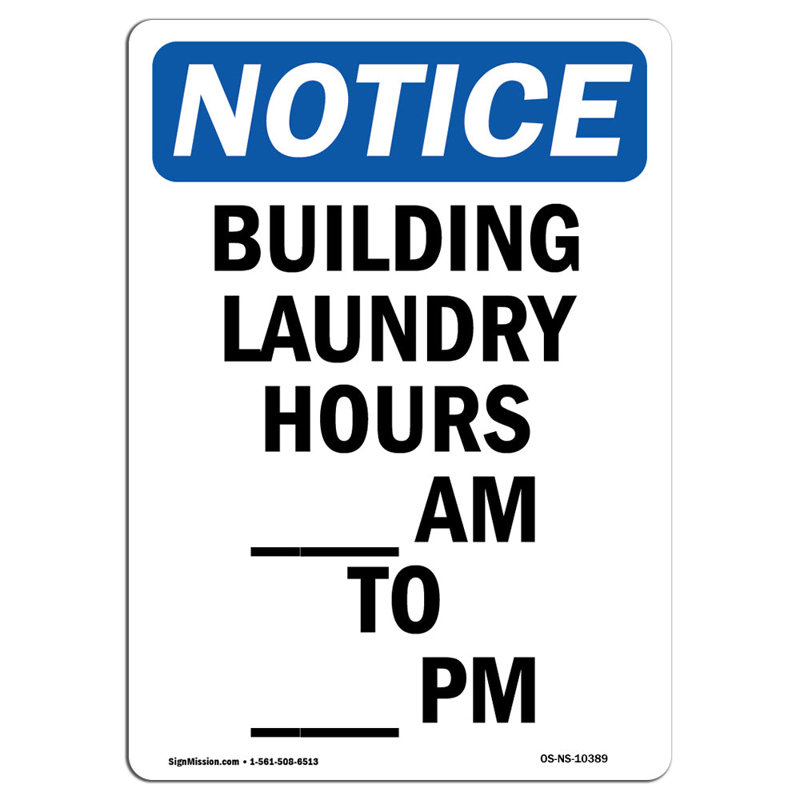 Building Laundry Hours Sign