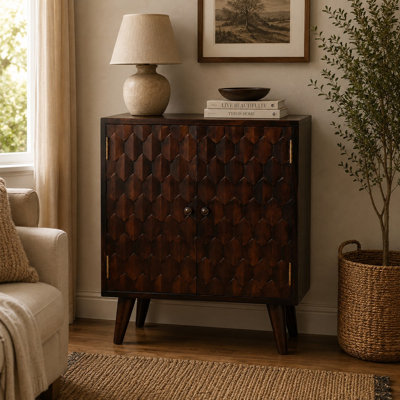 Charlemont Solid Wood 2 - Door Mirrored Rectangle Accent Cabinet