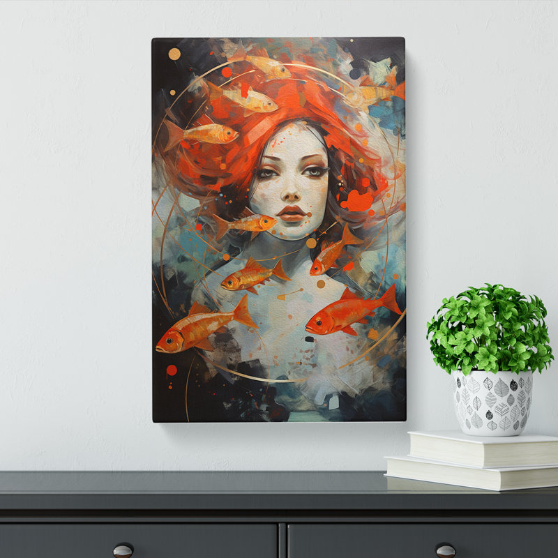 Pisces Zodiac Expressionism - Wrapped Canvas, 60cm H x 40cm W x 3cm D