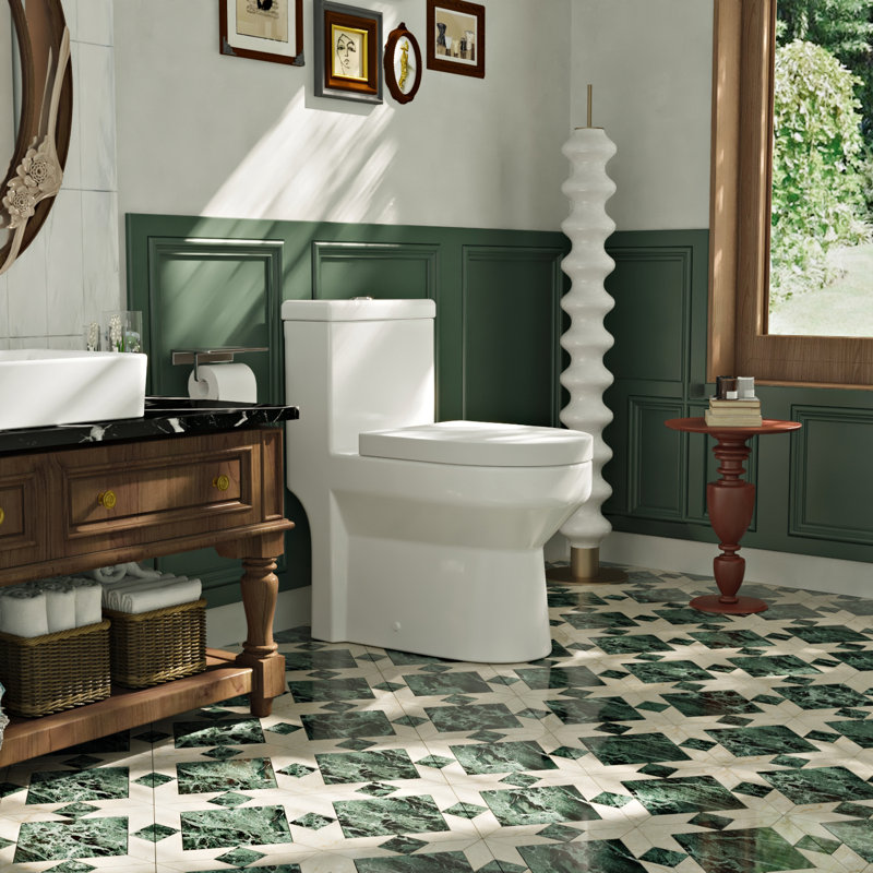 Liberty Compact Toilet, Modern One-Piece Round Toilet with Dual Flush, Easy Cleaning Fully Skirted Design(Seat Included)