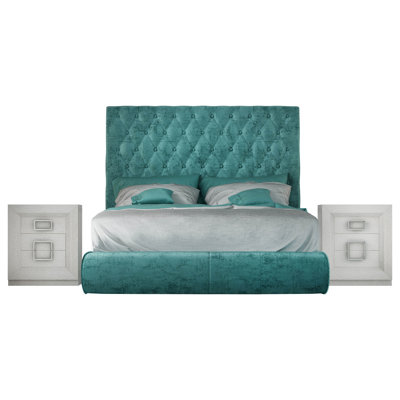3 Piece Upholstered Velvet Bedroom Set
