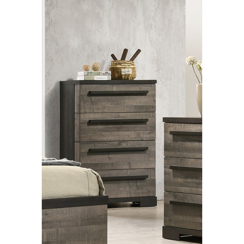 Commode contemporaine à 4 tiroirs, commode en bois pour la chambre à coucher, commode de rangement pour la chambre à coucher