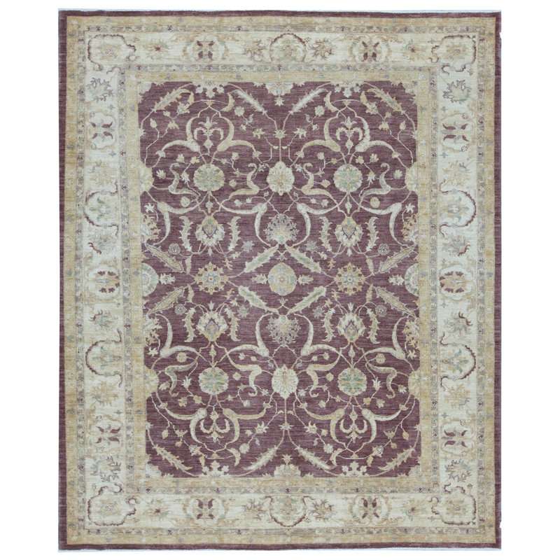 Ziegler Wool Oriental Area Rug in Plum/Light Yellow/Beige