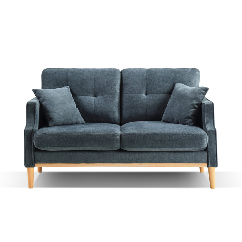 Bleu foncé pour la chambre à coucher - siège en mousse haute densité, bâbord, 2 coussins, tissu respirant, pieds en bois, siège bleu, hydrofuge, pieds, coussin