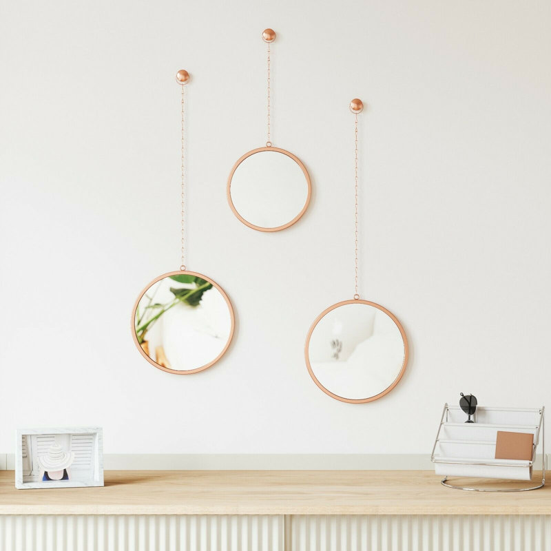 Winn Metal Flat Wall Mirror, Copper