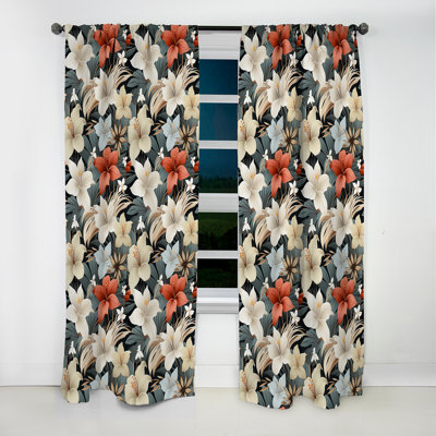 Motif tropical sérénité monochrome - Rideau floral - Velours obscurcissant - 1 panneau